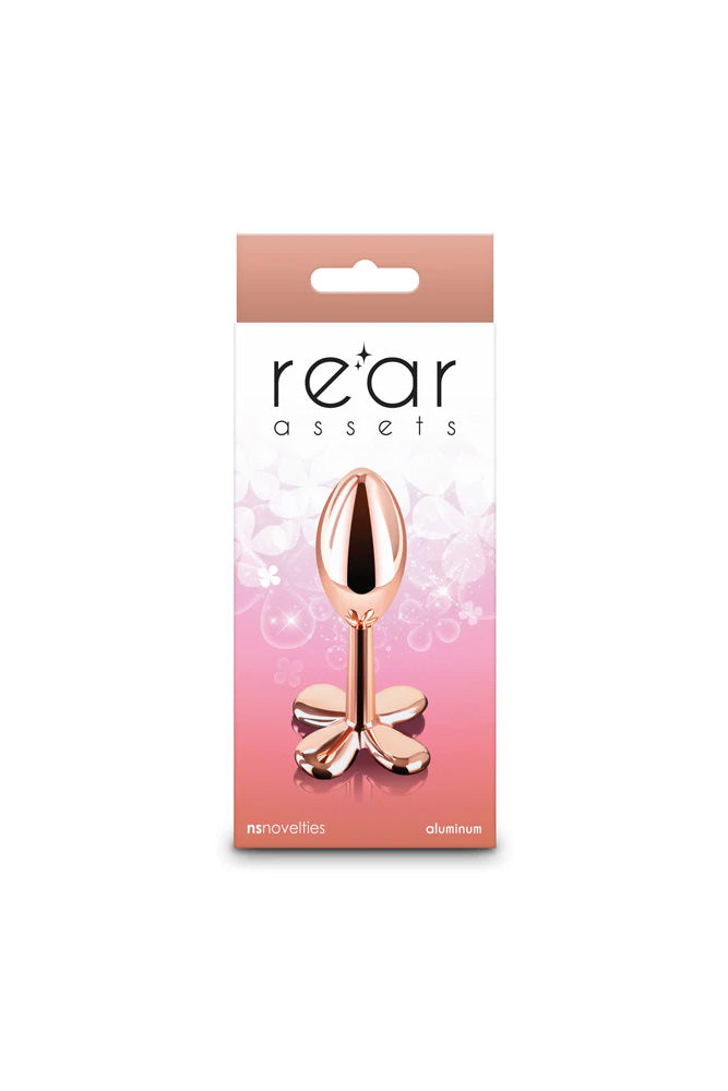 NS Novelties - Rear Assets - Clover Aluminum Butt Plug - Rose Gold - Stag Shop