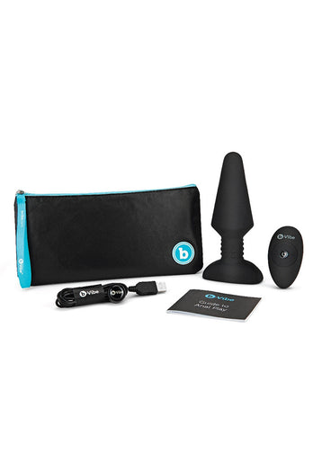 b-Vibe - Rimming XL Vibrating Butt Butt Plug with Remote Control - Black - Stag Shop