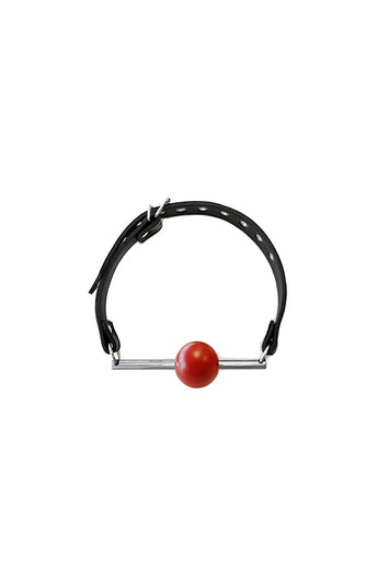 Rouge Garments - Leather Ball Gag with Steel Rod - Black/Red - Stag Shop