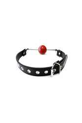 Rouge Garments - Leather Ball Gag with Steel Rod - Black/Red - Stag Shop