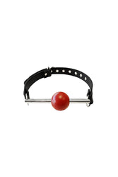 Rouge Garments - Leather Ball Gag with Steel Rod - Black/Red - Stag Shop