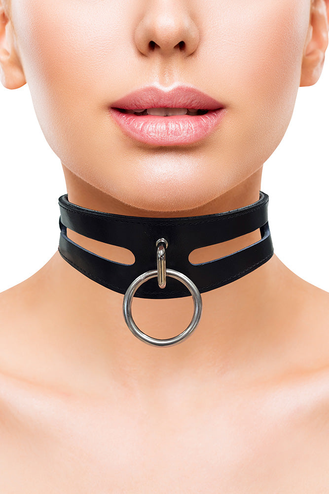 Rouge Garments - Leather Collar with 40cm Ring - Assorted Colours - Stag Shop