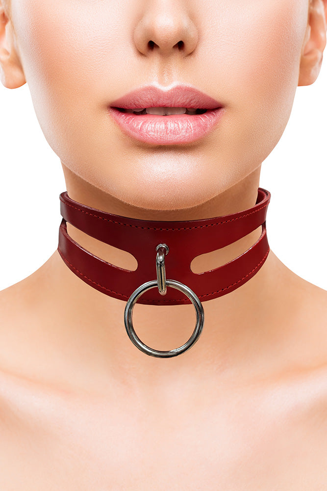 Rouge Garments - Leather Collar with 40cm Ring - Assorted Colours - Stag Shop