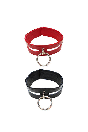 Rouge Garments - Leather Collar with 40cm Ring - Assorted Colours - Stag Shop
