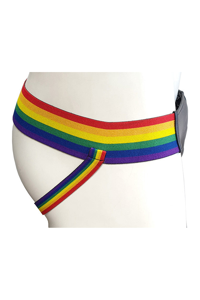 Rouge Garments - Leather Jock with Rainbow Striped Band - Assorted Sizes - Stag Shop
