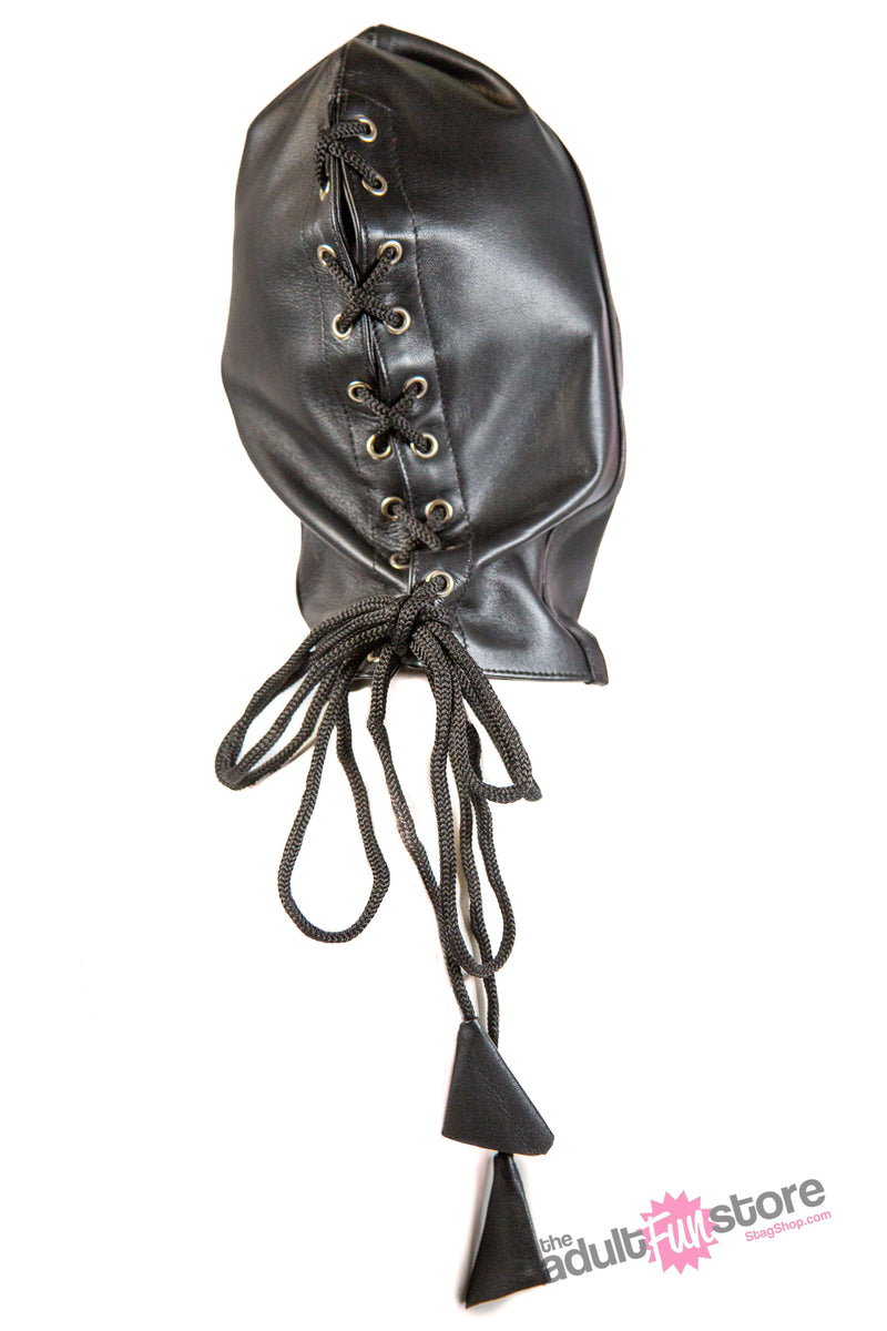 Rouge Garments - Leather Mask with Lace up Back - Black - Stag Shop