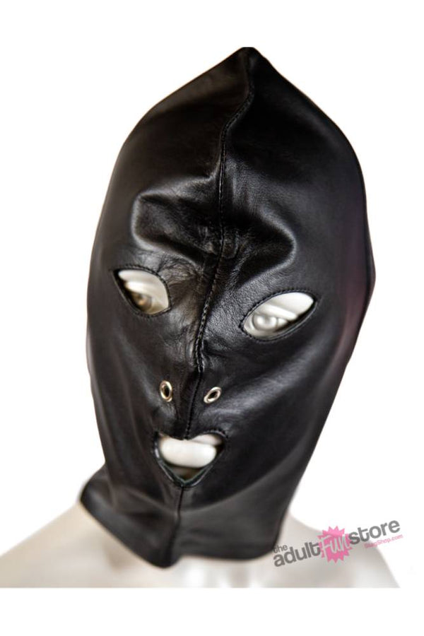 Rouge Garments - Leather Mask with Lace up Back - Black - Stag Shop