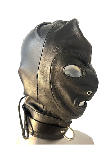 Rouge Garments - Leather Mask With D-Ring & Lockable Buckle Strap - Stag Shop