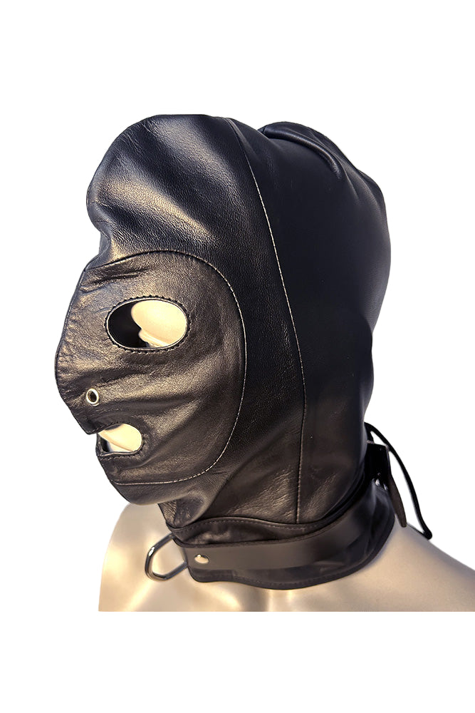 Rouge Garments - Leather Mask With D-Ring & Lockable Buckle Strap - Stag Shop