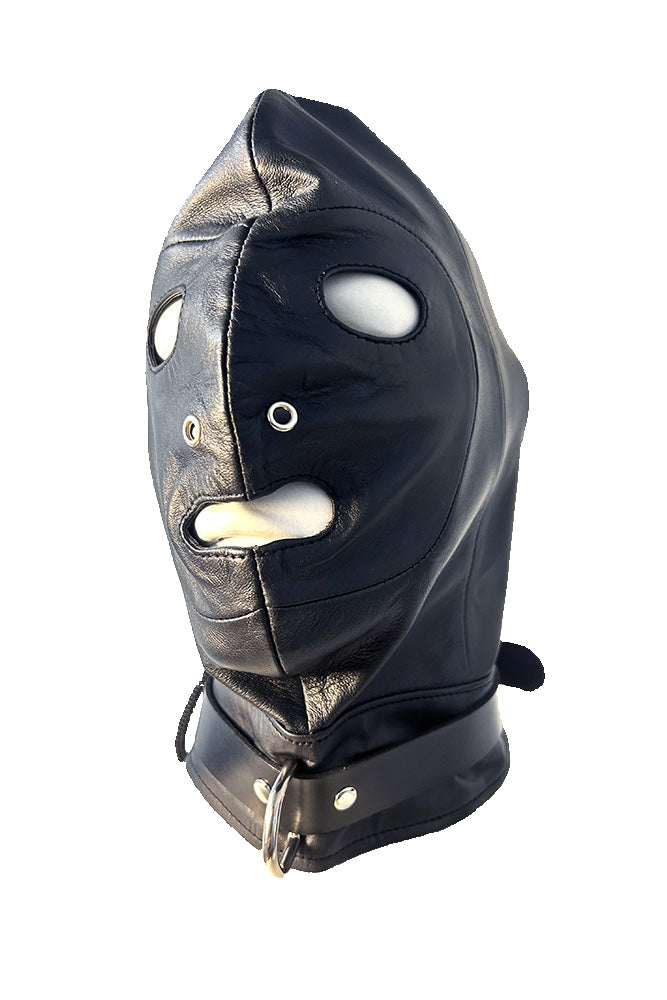 Rouge Garments - Leather Mask With D-Ring & Lockable Buckle Strap - Stag Shop