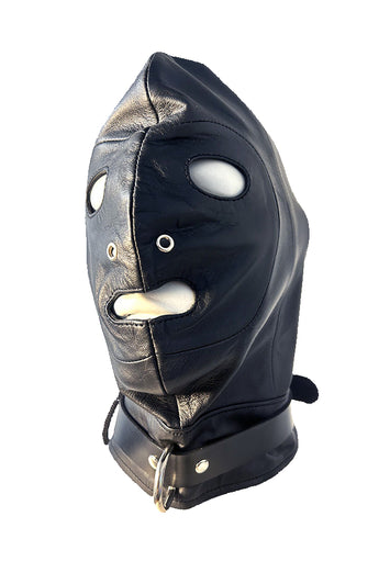Rouge Garments - Leather Mask With D-Ring & Lockable Buckle Strap - Stag Shop
