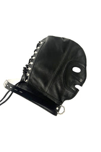 Thumbnail for Rouge Garments - Leather Mask With D-Ring & Lockable Buckle Strap - Stag Shop