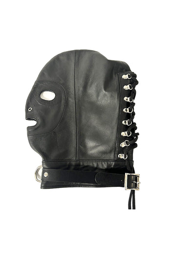 Rouge Garments - Leather Mask With D-Ring & Lockable Buckle Strap - Stag Shop