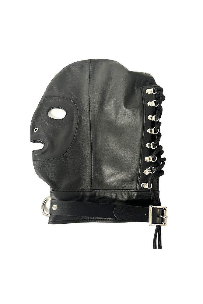 Rouge Garments - Leather Mask With D-Ring & Lockable Buckle Strap - Stag Shop