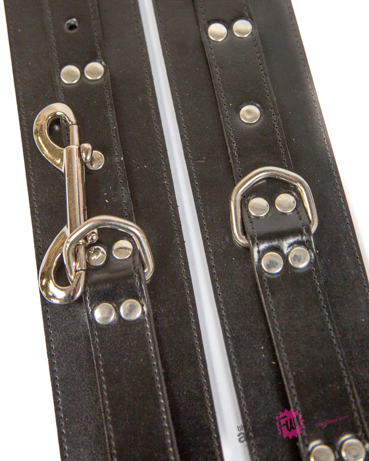 Rouge Garments - Adjustable Steel Leg Spreader Bar with Leather Cuffs -Black - Stag Shop