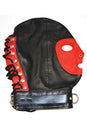 Rouge Garments - Leather Pad-lockable Mask with D-Ring & Lace up Back - Black/Red - Stag Shop