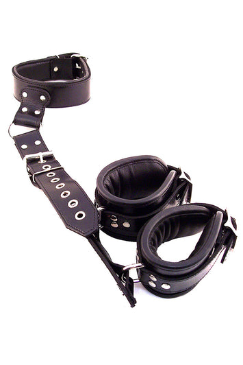 Rouge Garments - Leather Neck to Wrist Restraint - Black - Stag Shop