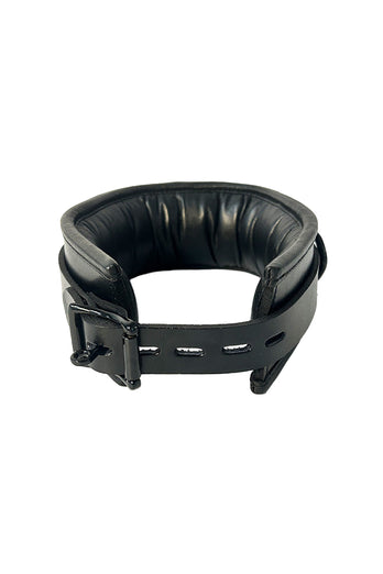 Rouge Garments - Padded Leather Collar with D-Rings & Lockable Strap - Stag Shop