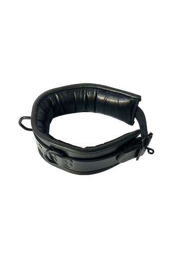 Rouge Garments - Padded Leather Collar with D-Rings & Lockable Strap - Stag Shop