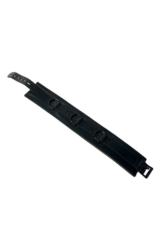 Rouge Garments - Padded Leather Collar with D-Rings & Lockable Strap - Stag Shop