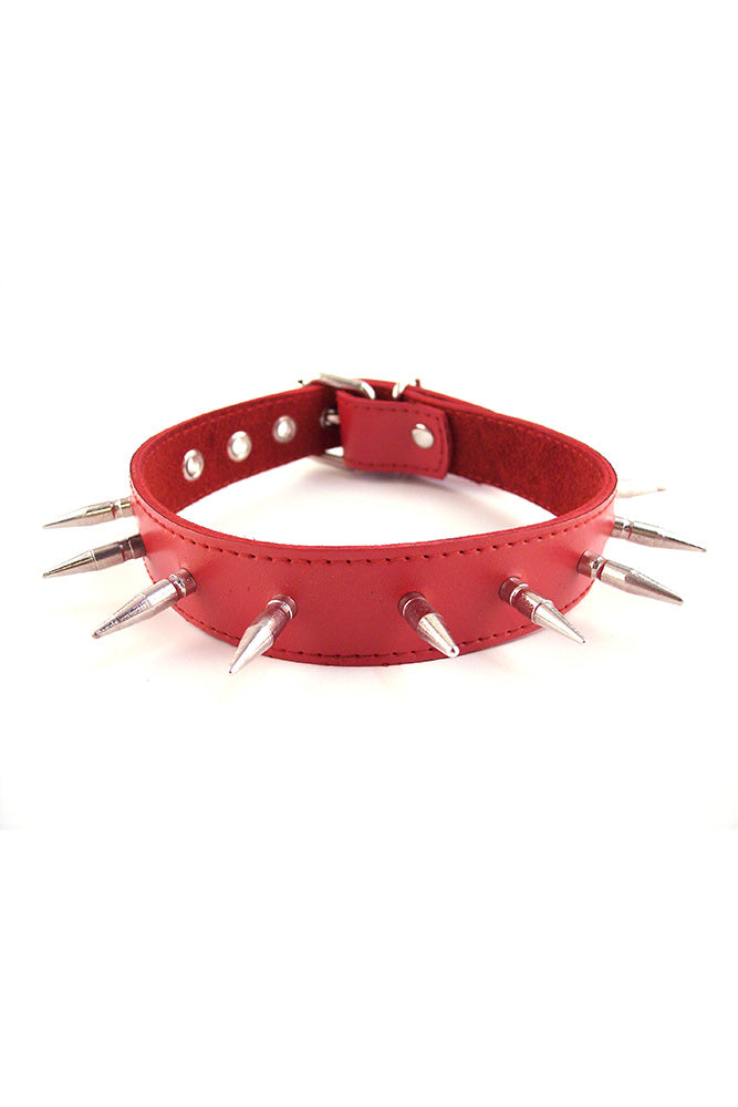 Rouge Garments - Leather Spiked Collar - Red - Stag Shop