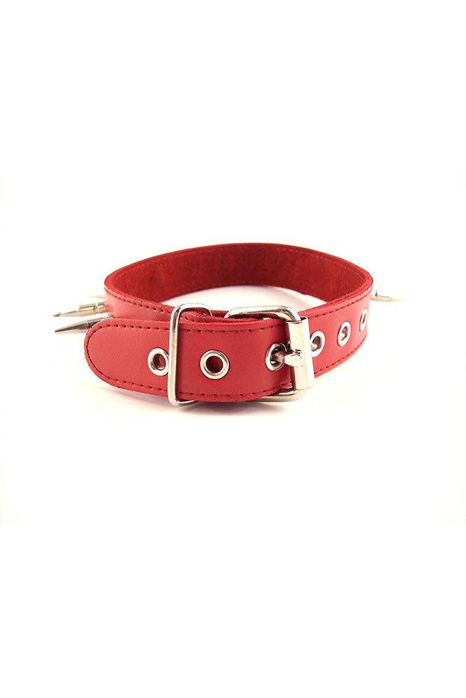 Rouge Garments - Leather Spiked Collar - Red - Stag Shop