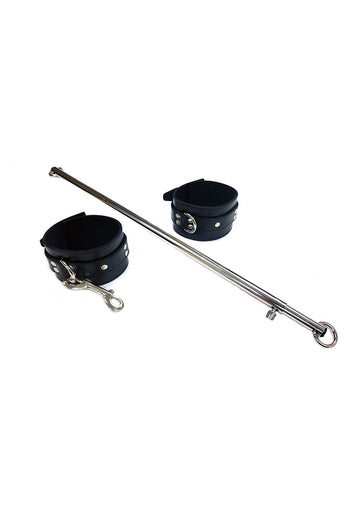 Rouge Garments - Adjustable Steel Leg Spreader Bar with Leather Cuffs -Black - Stag Shop