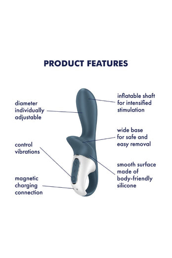 Satisfyer - Air Pump Booty 2 Inflatable Anal Vibrator - Black - Stag Shop