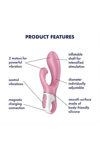Satisfyer - Air Pump Bunny 2 Inflatable Rabbit Vibrator - Pink - Stag Shop
