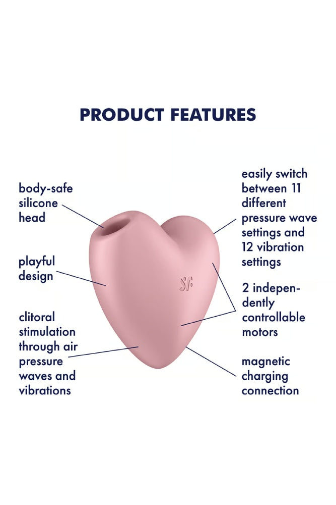 Satisfyer - Cutie Heart  Air Pulse Clitoral Stimulator - Pink - Stag Shop