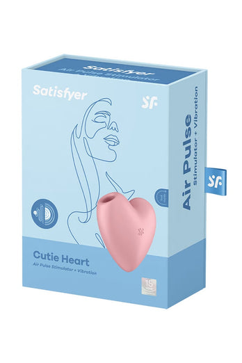 Satisfyer - Cutie Heart  Air Pulse Clitoral Stimulator - Pink - Stag Shop