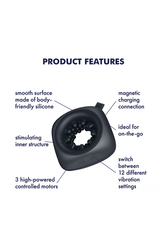 Satisfyer - Ring Stroker With Vibration - Black - Stag Shop