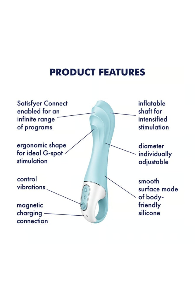 Satisfyer - Air Pump Inflatable Vibrator 5+ with App Control - Blue - Stag Shop