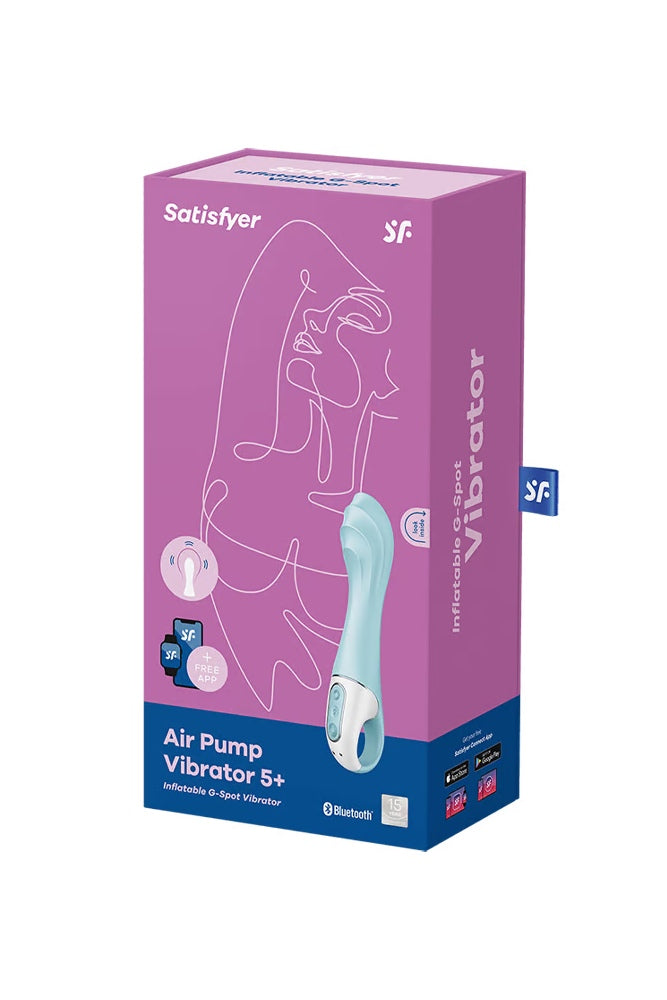 Satisfyer - Air Pump Inflatable Vibrator 5+ with App Control - Blue - Stag Shop