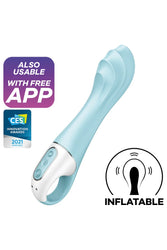 Satisfyer - Air Pump Inflatable Vibrator 5+ with App Control - Blue - Stag Shop