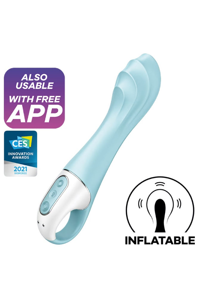 Satisfyer - Air Pump Inflatable Vibrator 5+ with App Control - Blue - Stag Shop