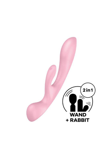 Satisfyer - Triple Oh 2-in-1 Wand & Rabbit Vibrator - Pink - Stag Shop