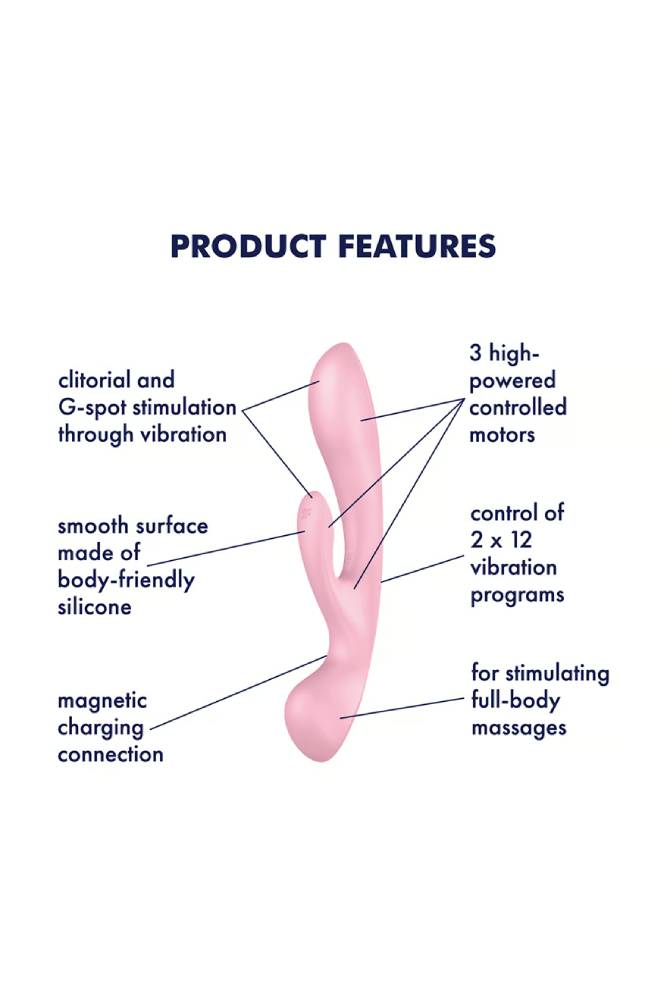 Satisfyer - Triple Oh 2-in-1 Wand & Rabbit Vibrator - Pink - Stag Shop