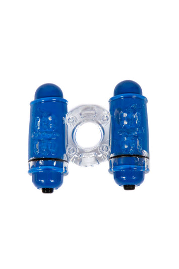 Screaming O - Double Wammy 4B Dual Vibrating Cock Ring - Blueberry - Stag Shop