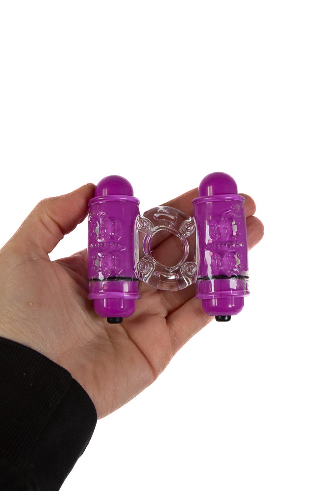 Screaming O - Double Wammy 4T Dual Vibrating Cock Ring - Grape - Stag Shop