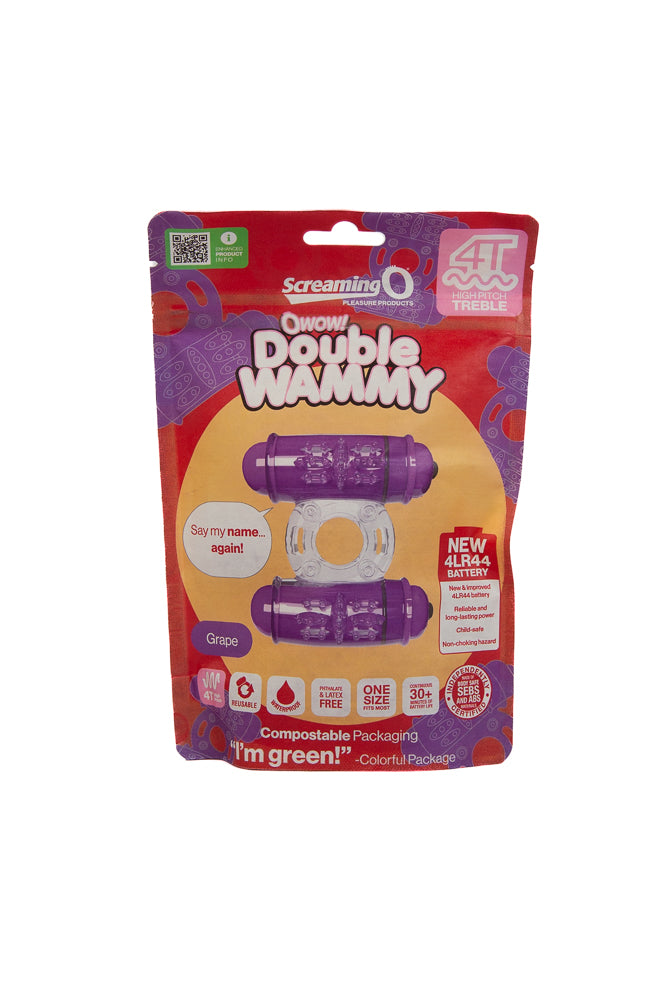 Screaming O - Double Wammy 4T Dual Vibrating Cock Ring - Grape - Stag Shop