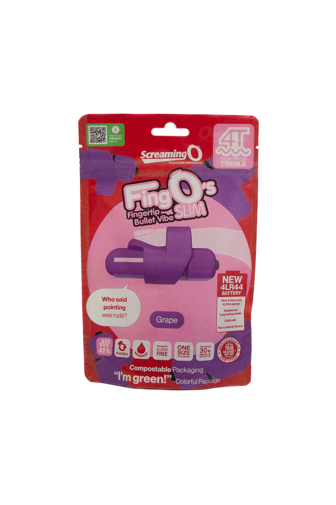 Screaming O - Fing O Slim 4T Vibrating Finger Bullet - Grape - Stag Shop