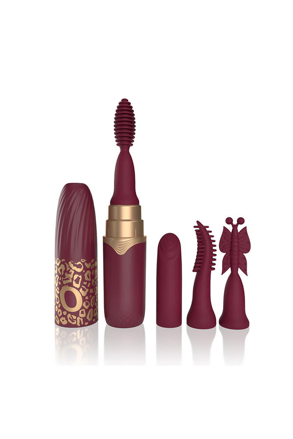 Screaming O - My Secret - Premium Lipstick Vibrator Bullet With 4 Attachments - Merlot - Stag Shop