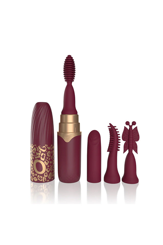 Screaming O - My Secret - Premium Lipstick Vibrator Bullet With 4 Attachments - Merlot - Stag Shop