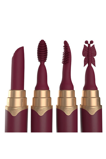 Screaming O - My Secret - Premium Lipstick Vibrator Bullet With 4 Attachments - Merlot - Stag Shop