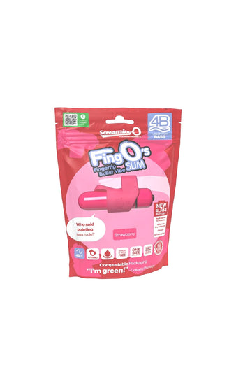 Screaming O - Fing O Slim 4B Vibrating Finger Bullet - Strawberry - Stag Shop