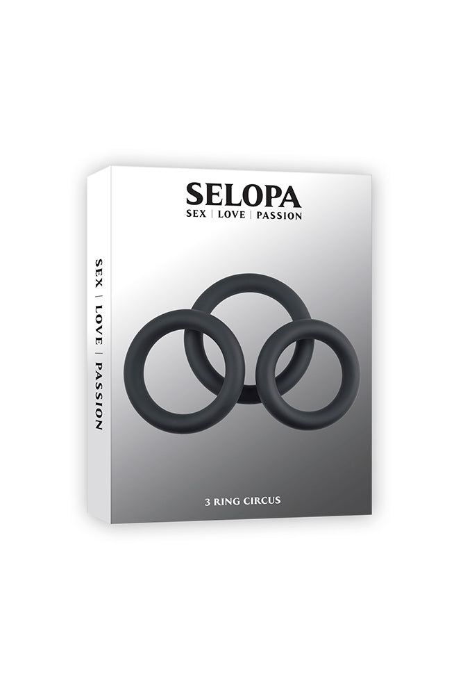 Selopa - 3 Ring Circus Cock Ring Set - Black - Stag Shop