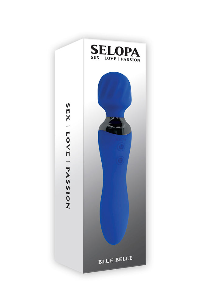 Selopa - Blue Belle Double Ended Wand Vibrator - Blue - Stag Shop