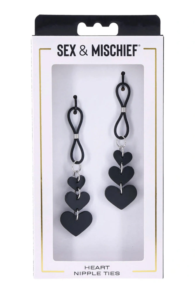 Sex & Mischief - Heart Nipple Ties - Black - Stag Shop