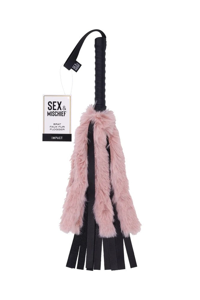 Sex & Mischief - Brat - Faux Fur Flogger - Black/Pink - Stag Shop